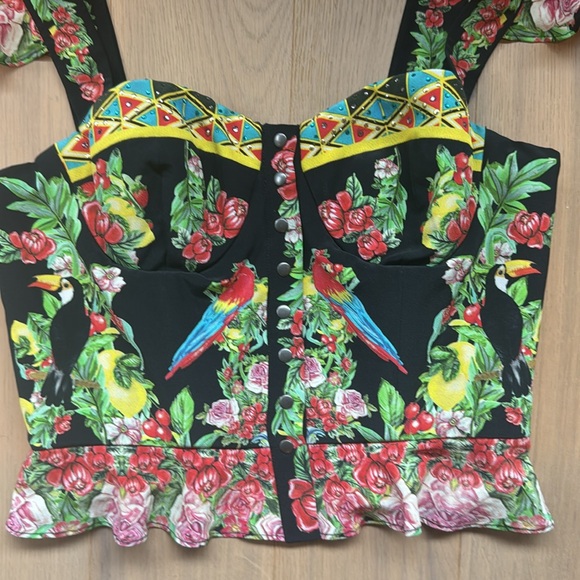 Camilla Multicolor Floral bustier top with shoulder frill - Picture 6 of 9